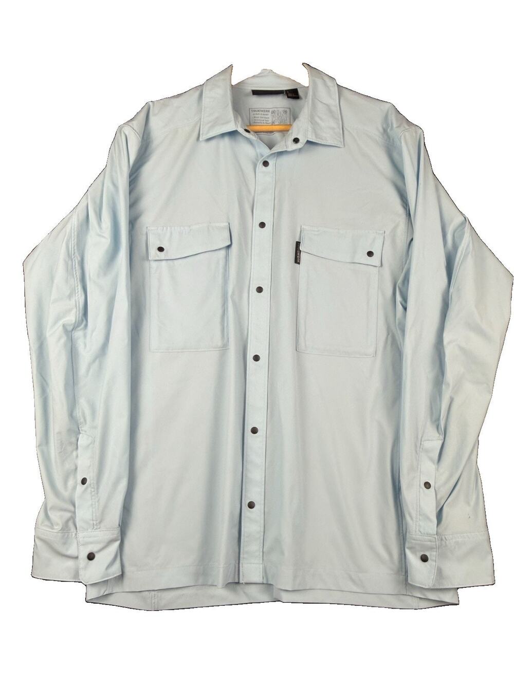 Truewerk Cloud LS Shirt Men’s L Light Blue Snap Front Technical Workwear UPF